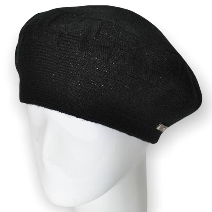 Берет женский Lirus Тетрис двойной теплый шерстяной украшенный люрексом Черный