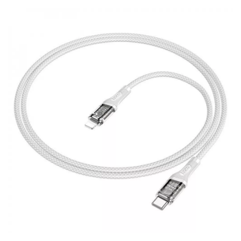 Кабель Hoco U111 Transparent Discovery Type-C to Lightning 1,2 м Grey (568630)