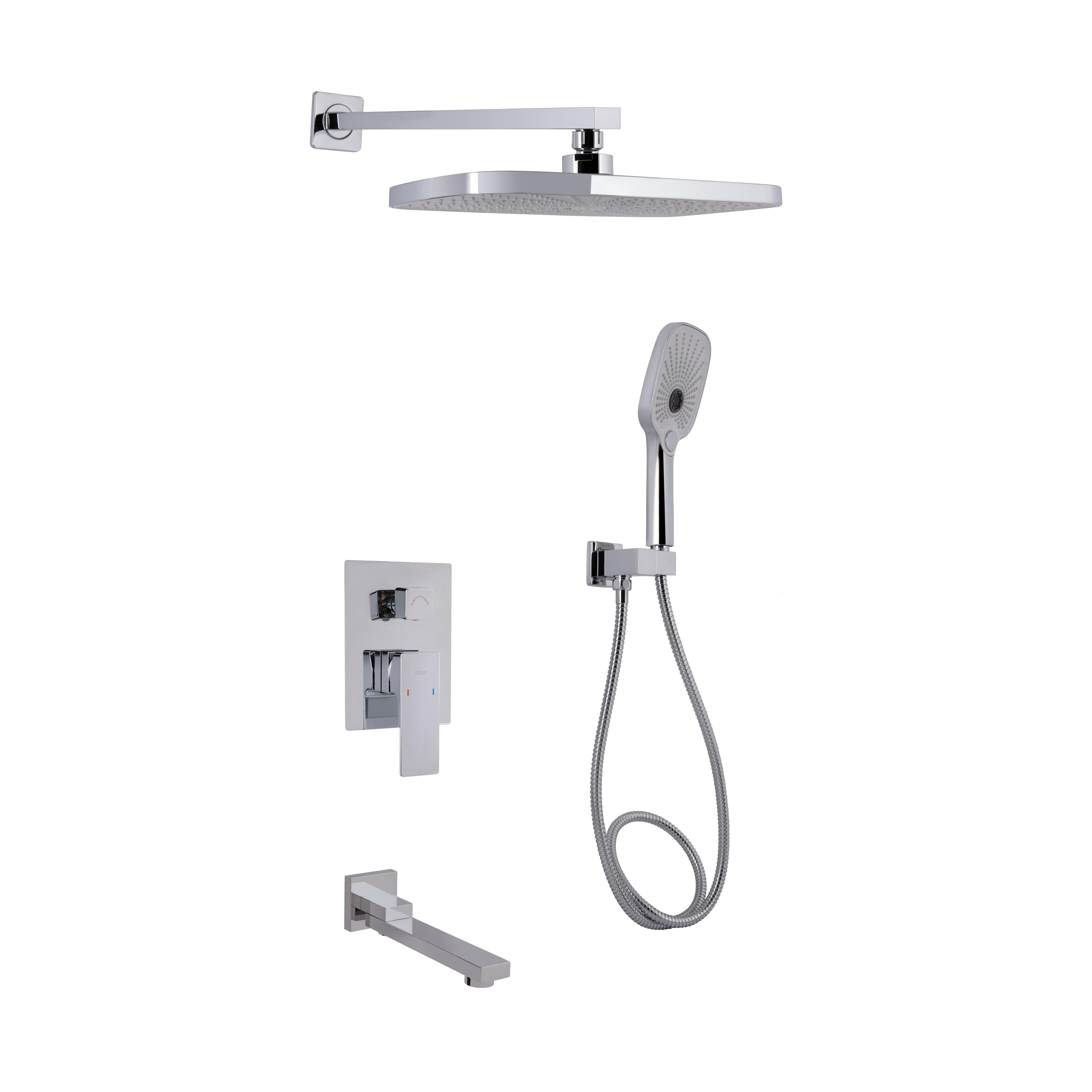 Душевая система Q-tap Gemini скрытого монтажа на три потребителя QTGEM114CRM45702 Chrome (24141855)