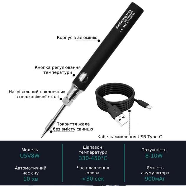 Паяльник USB 8 Вт 5 В 900мА (M54) - фото 3