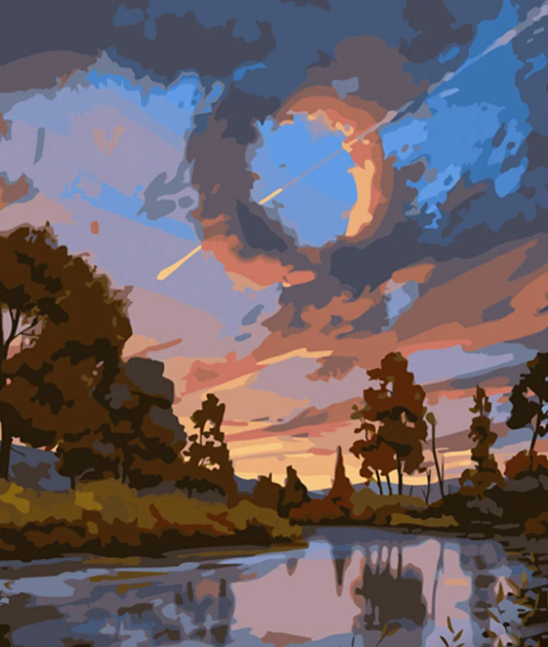 Картина по номерам Strateg Падающая звезда над рекой 40x50 см (GS578)