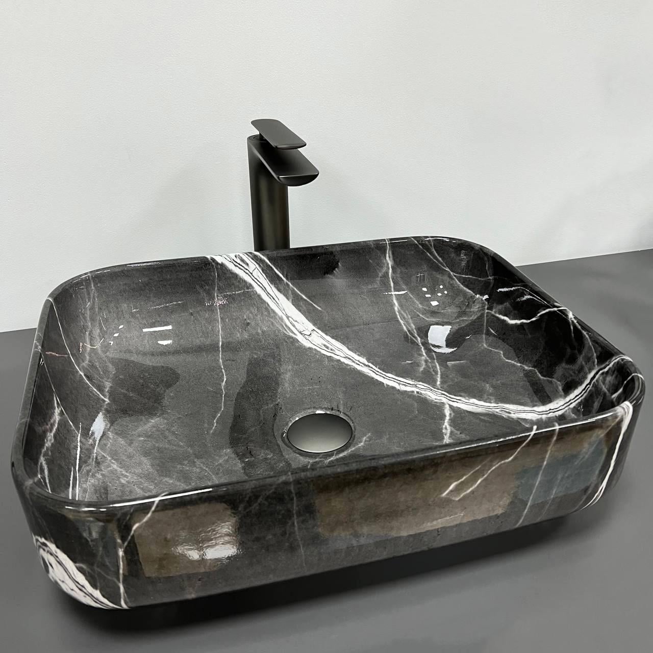 Умивальник накладний VBI PALERMO Dark Grey Agate Glossy (2808389653)