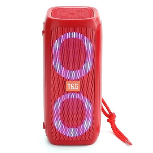 Портативна колонка T&G 333 2x5W з RGB підсвічуванням Red