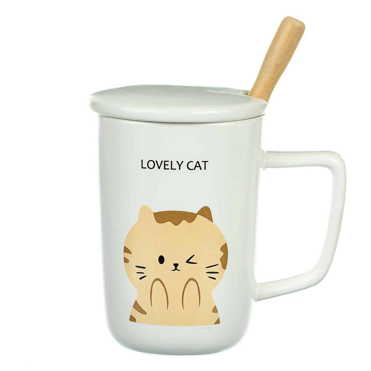 Кружка керамическая с крышкой Elisey Пушистый любимец4 350 мл (8424-006)