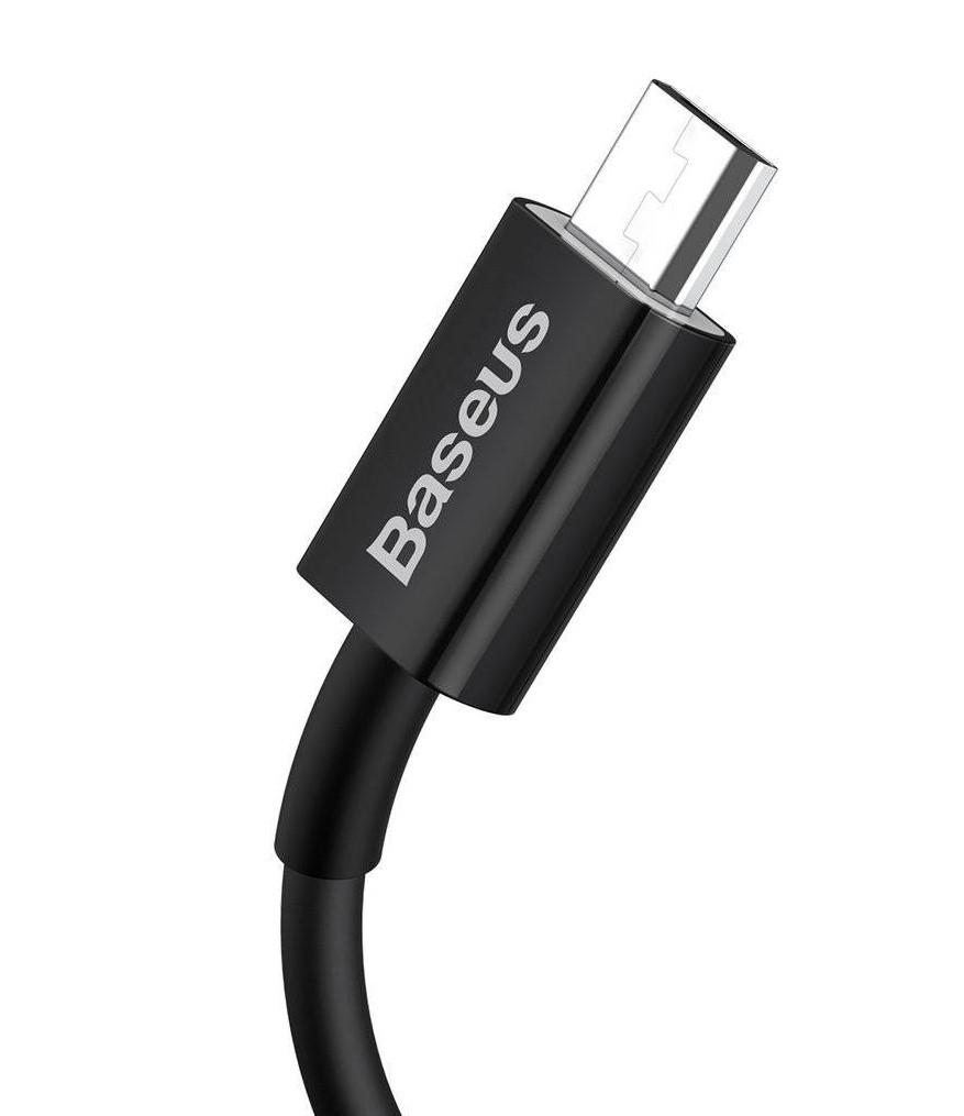 Кабель для зарядки телефона/смартфона Baseus USB-micro USB Швидка зарядка 2 А 1 м Чорний (CAMYS-01) - фото 3