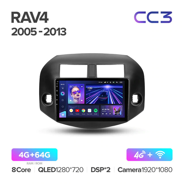 Штатная магнитола Teyes CC3 4GB+64GB 4G+WiFi Toyota RAV 4 (2005-2013) - фото 2