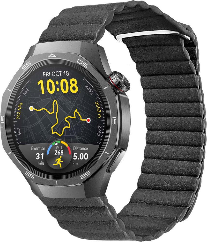Ремешок кожаный Genis для Huawei Watch GT 5/GT 5 Pro 46 мм Black (38647-2B)