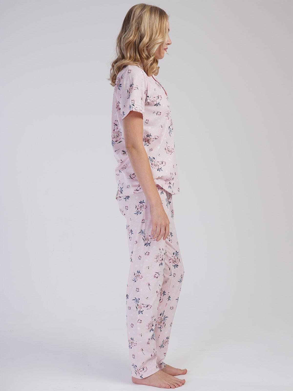 Пижама женская хлопковая на пуговицах со штанами (vien-3114159323) - фото 2 Пижама женская хлопковая на пуговицах со штанами (vien-3114159323) - фото 2