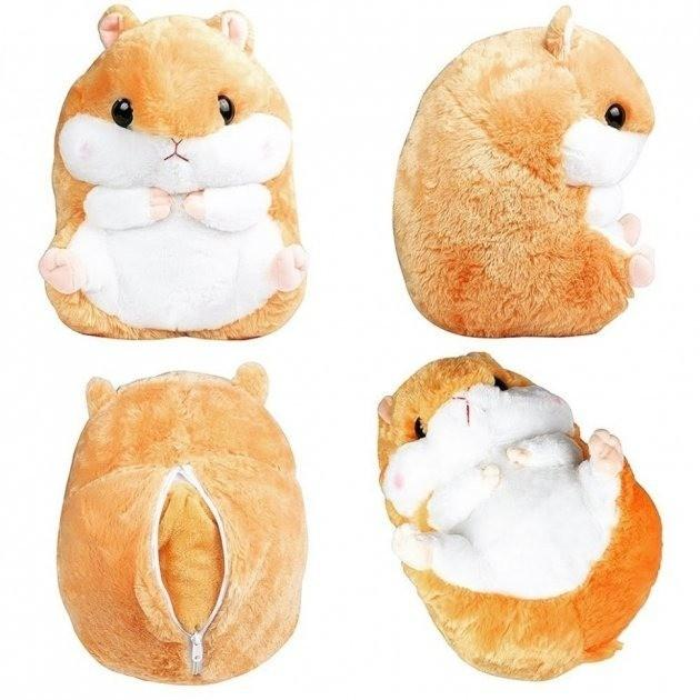 Іграшка-подушка м'яка Хом'як 38 см з пледом 110х160 см Бежевий (2117-23) - фото 3