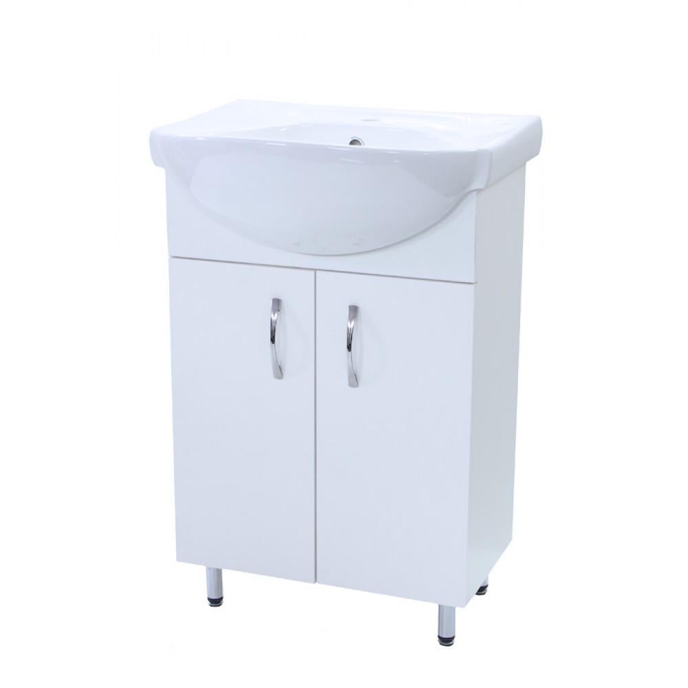 Тумба для ванной комнаты Лотос 55 см с умывальником Солас 56 см Белый (1854270434) Тумба для ванной комнаты Лотос 55 см с умывальником Солас 56 см Белый (1854270434)