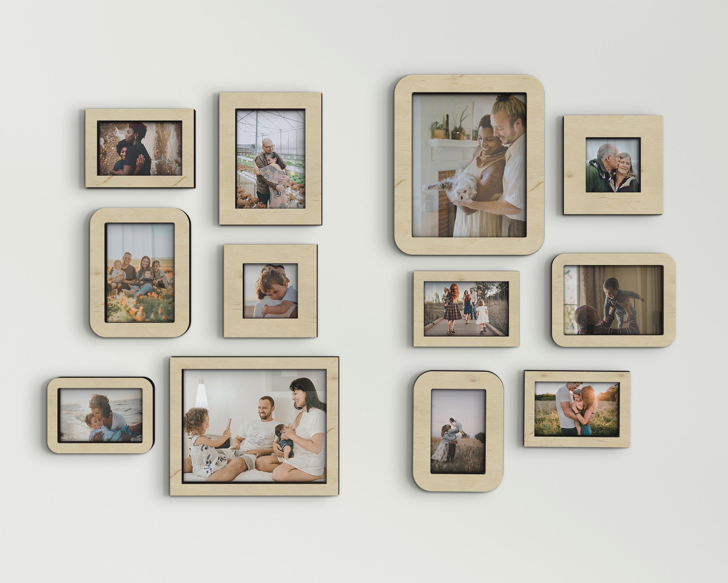 Набір настінних фоторамок The Frame Depot дерев'яних на 12 фото Бежевий (frame_set_12_piece) - фото 3