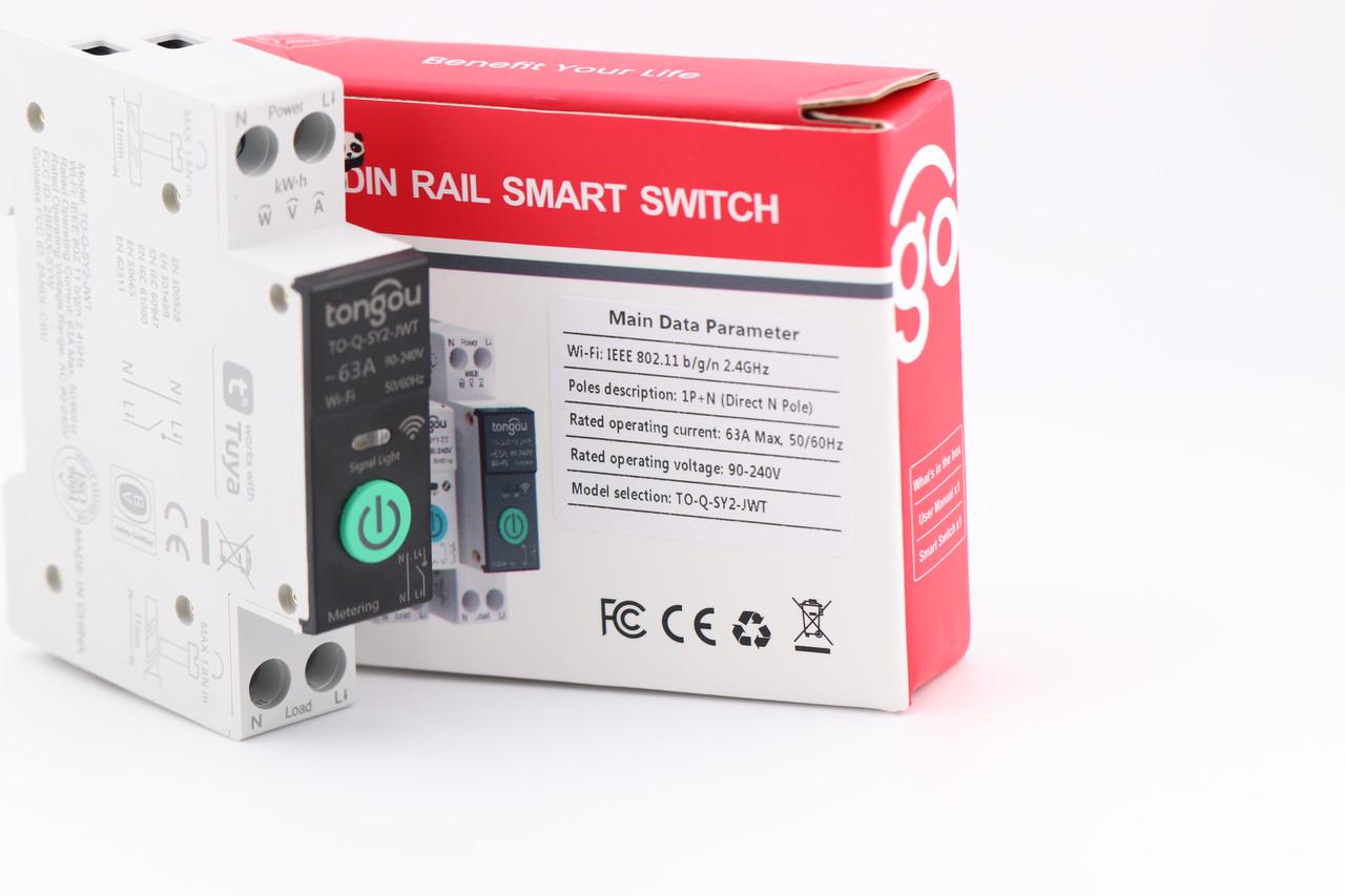 Умный Wifi автомат Tongou TO-Q-SY2-JWT с регулировкой тока от 1А до 63А и мониторингом энергопотребления Tuya (2455768883)