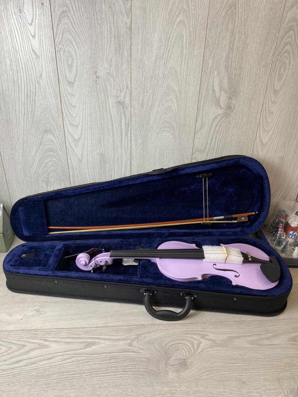 Скрипка SKY 4/4 Full Size Purple з смичком Brazilwood і легким футляром дерев’яна Фіолетовий - фото 2