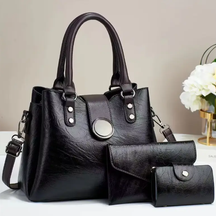 Женская сумка классика в наборе картхолдер и кошелек Черный (СЧ744) Женская сумка классика в наборе картхолдер и кошелек Черный (СЧ744)