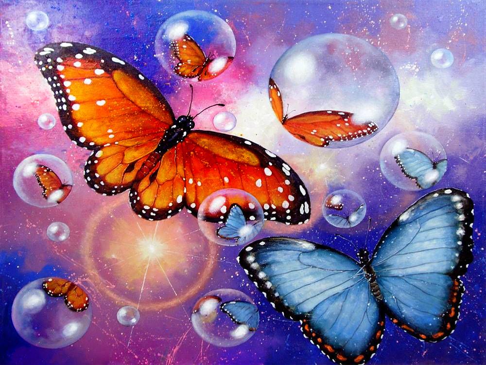 Алмазная мозаика Волшебные бабочки на холсте с подрамником 30х40 см (GB77658)