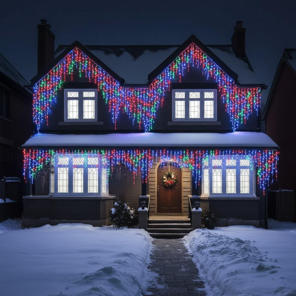 Гірлянда мережна Бахрома вулична 20 м 335 LED діодів зовнішня від мережі чорна нитка колір світла Різнокольоровий (20MBML) - фото 4 Гірлянда мережна Бахрома вулична 20 м 335 LED діодів зовнішня від мережі чорна нитка колір світла Різнокольоровий (20MBML) - фото 4