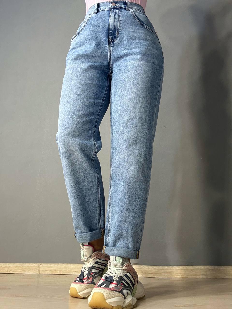 Джинсы женские Dragon 8322 Mom Comfort стрейчевые с резинкой на талии р. 34 Голубой (6366)