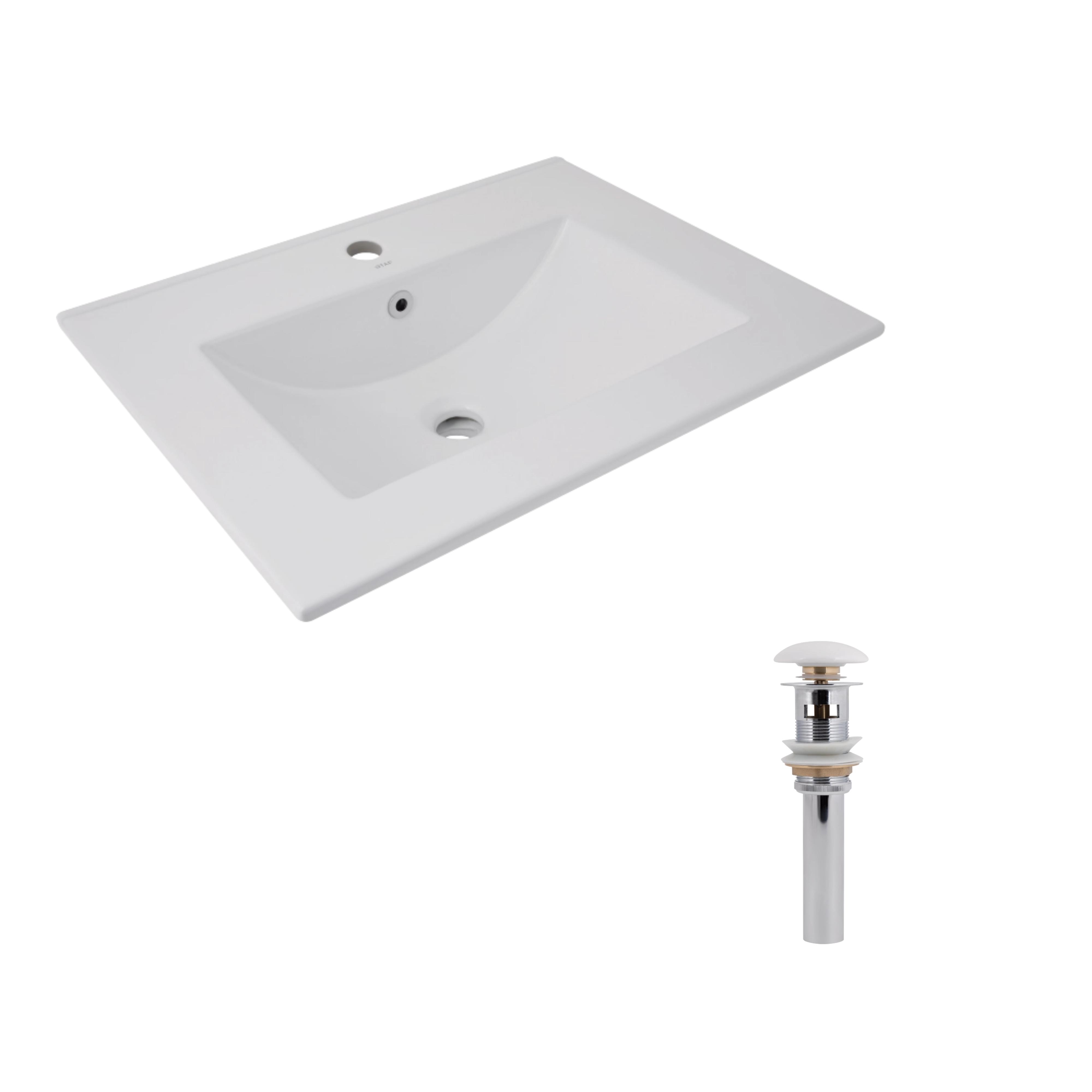 Комплект Q-tap Albatross с донным клапаном Pop-up PU02O раковина прямоугольная врезная 620x460x180 мм White (32900126)
