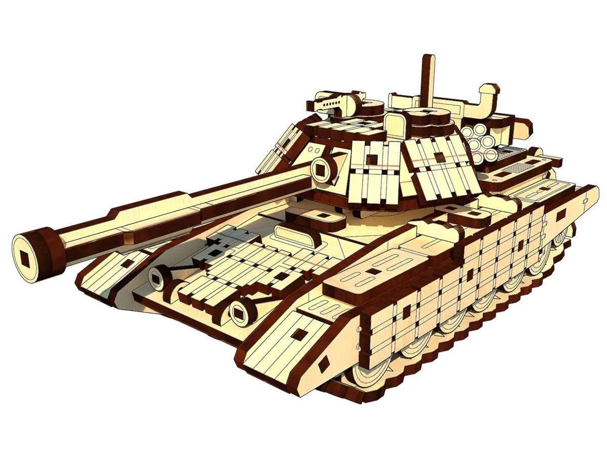 Конструктор деревянный PAZLY Танк Т-64 3D пазлы на 208 деталей (100-98-UPZ-013T)