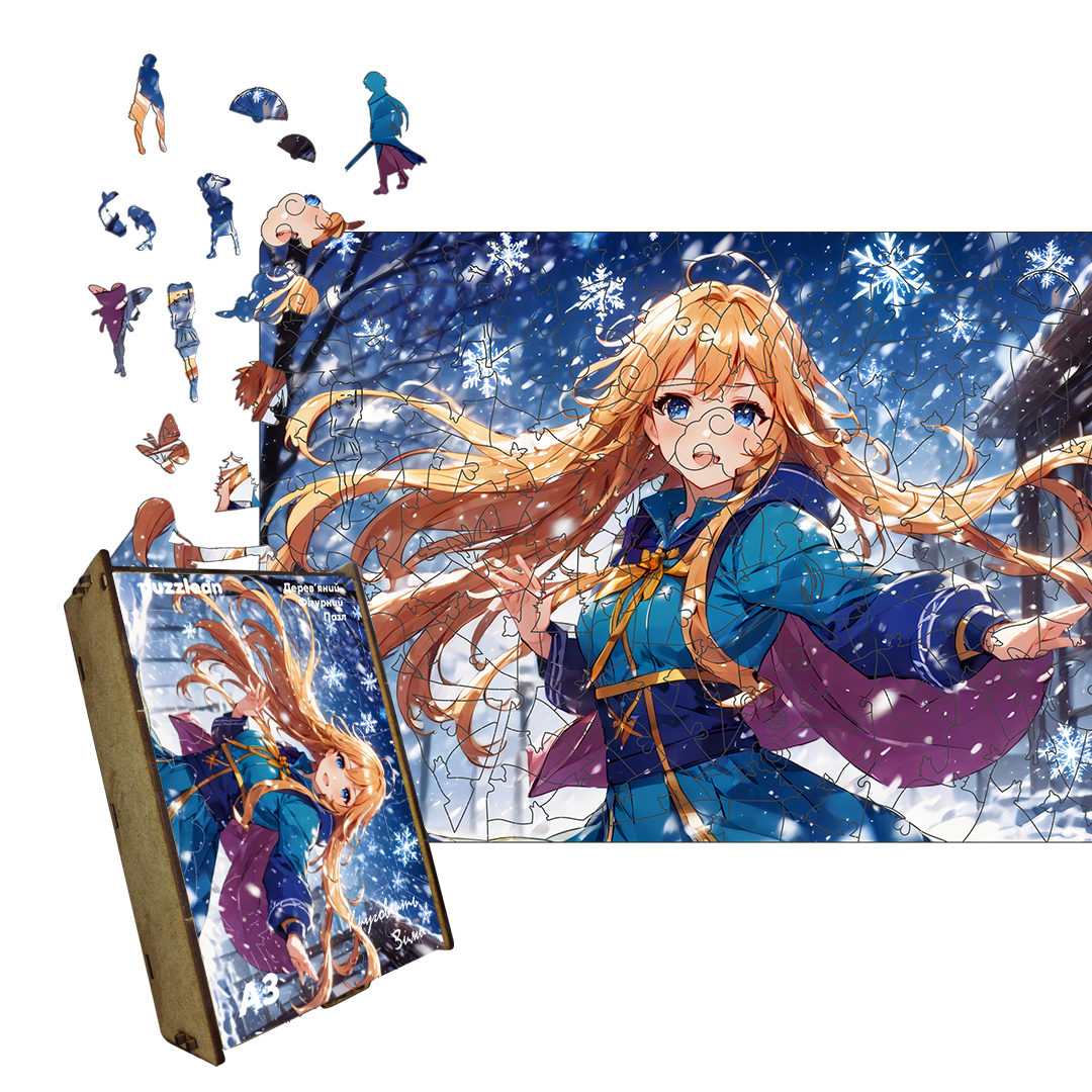 Пазл дерев'яний Аніме Зимова Круговерть у дерев'яній коробці А4 100 ел. (puzzlean-997-DER-А4) Пазл дерев'яний Аніме Зимова Круговерть у дерев'яній коробці А4 100 ел. (puzzlean-997-DER-А4)