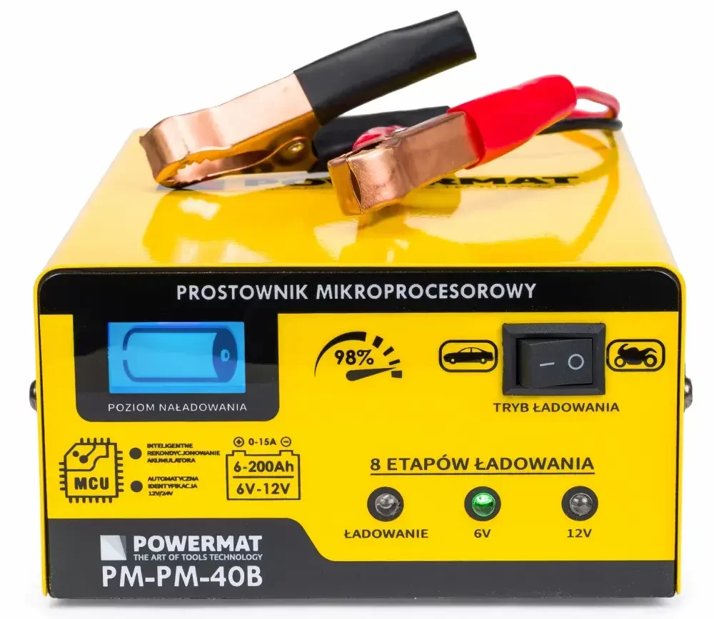 Імпульсний зарядний пристрій Powermat PM-PM40B для автомобільних акумуляторів 6/12V