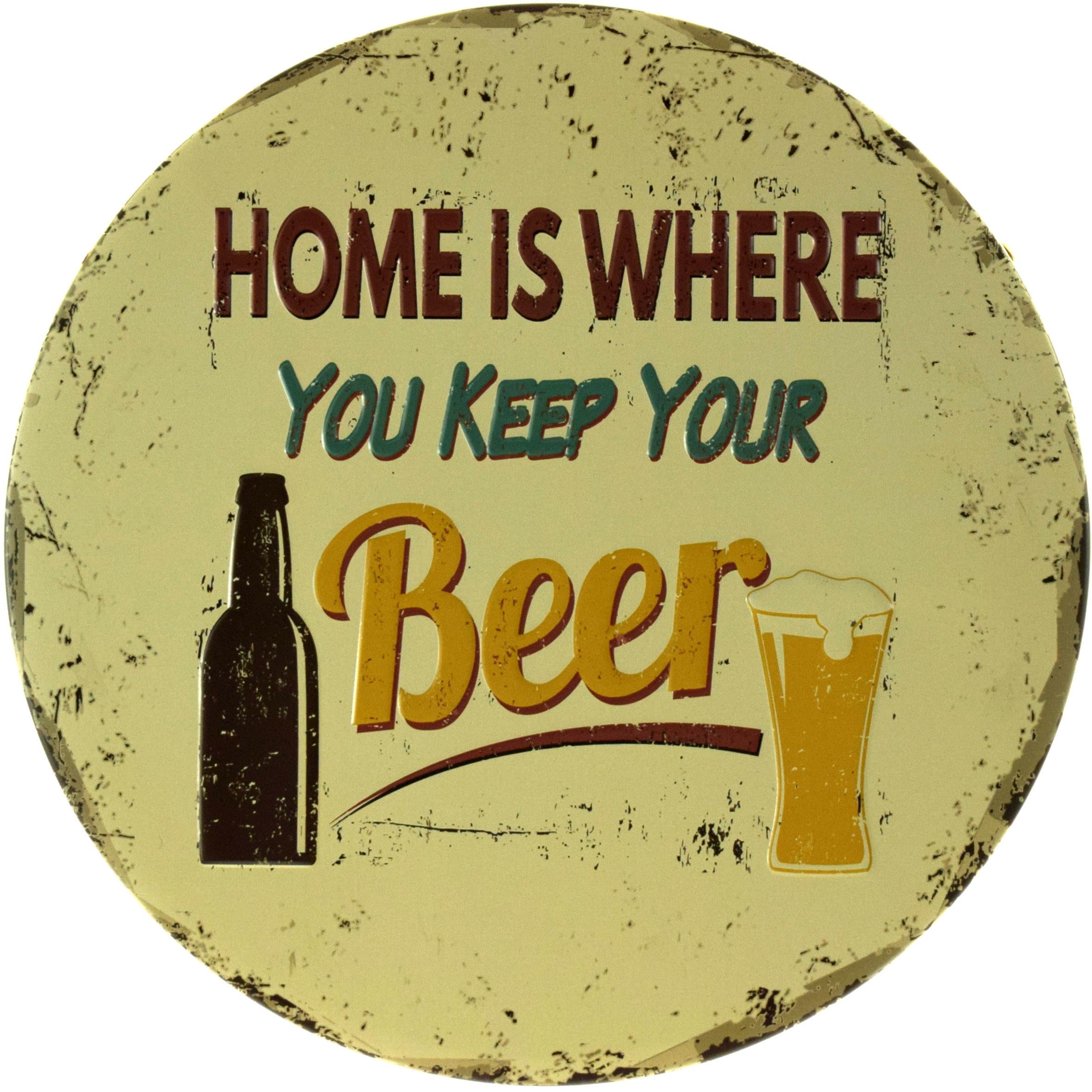 Табличка металева Дім Там, Де Ви Тримаєте Пиво/Home Is Where You Keep Your Beer кругла 30 см