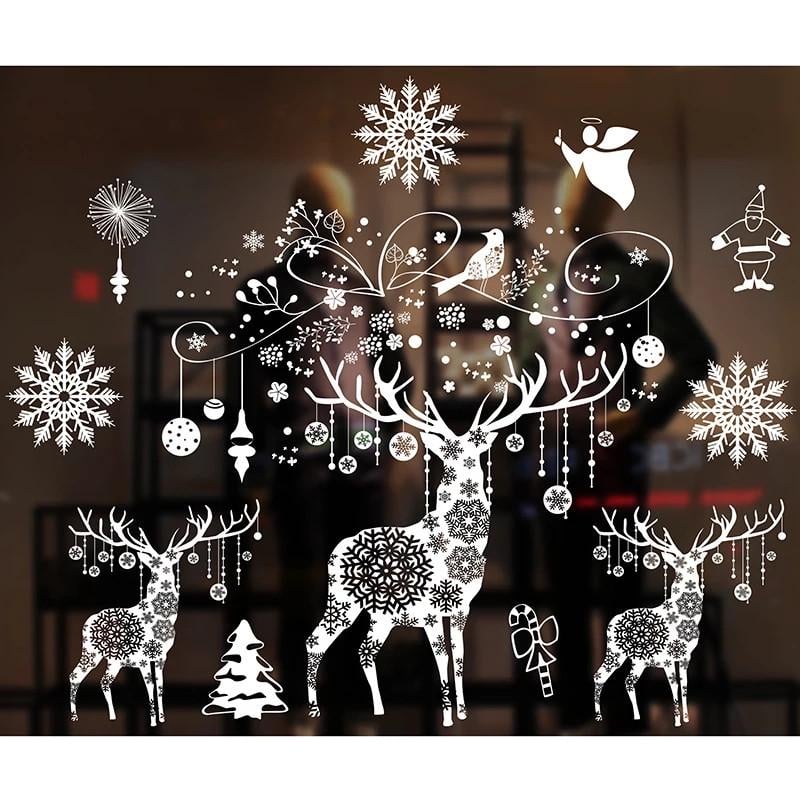 Наклейка новорічна Олені силіконова 53х70 см Білий (XD-02) - фото 3