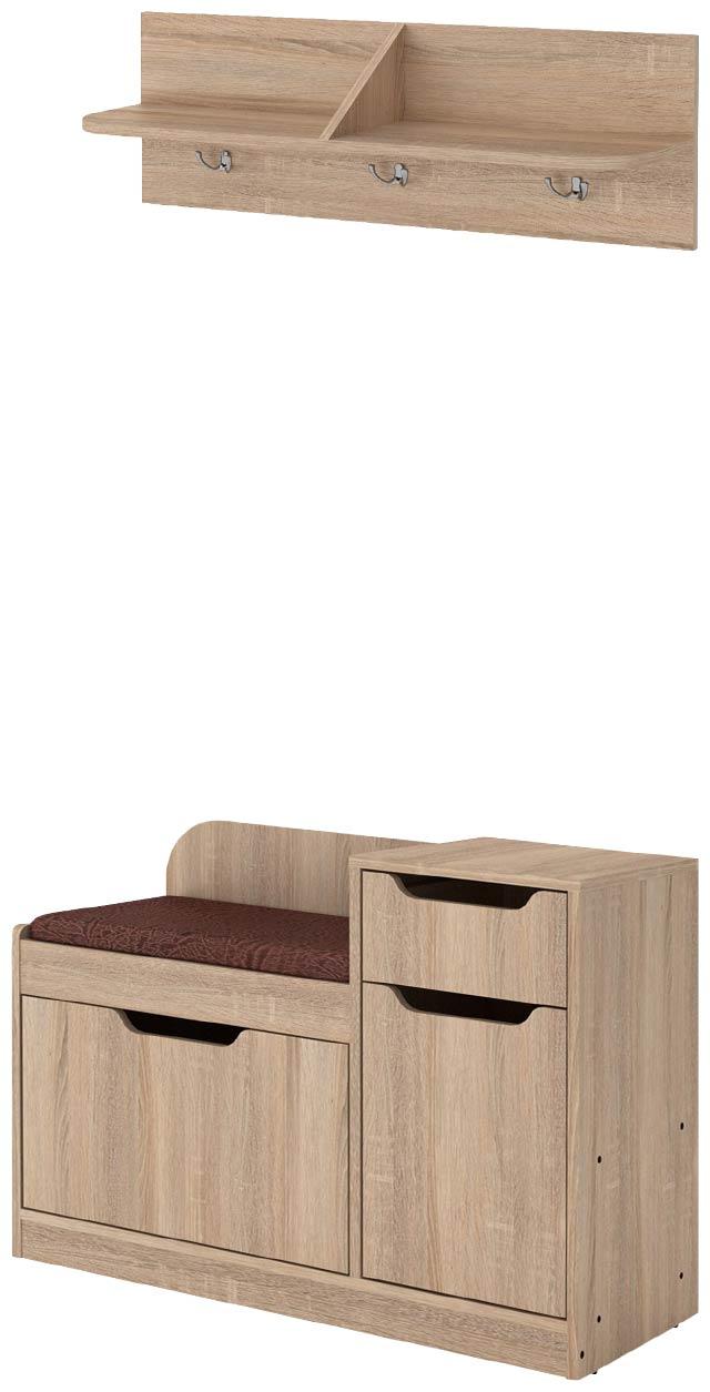 Передпокій з тумбою для взуття Компаніт ТО-12/В-3 150х38х90 см Дуб сонома