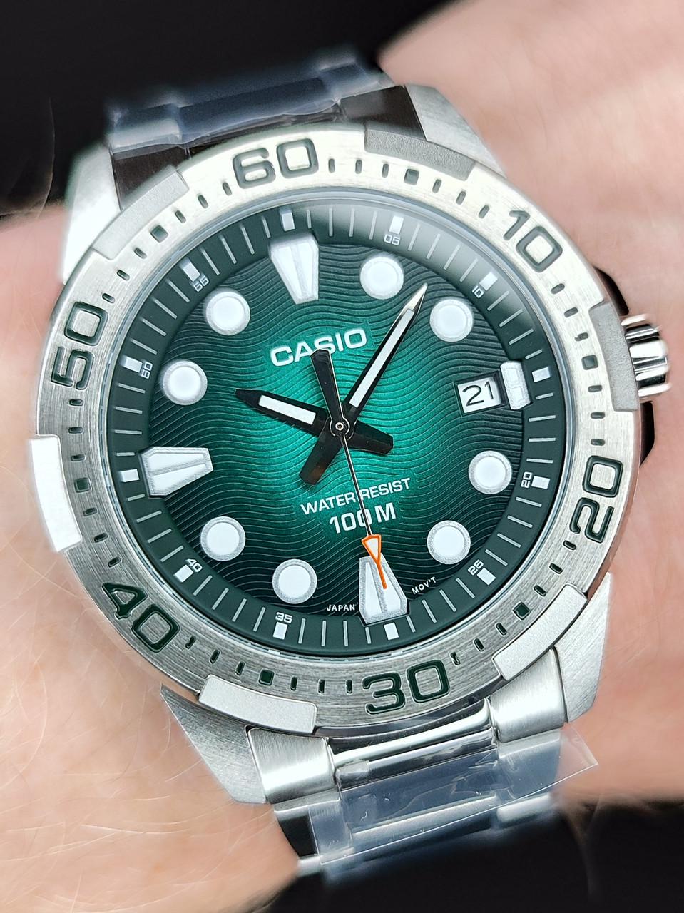 Наручные часы мужские Casio MTD-140D-3A Diver Collection со стальным корпусом/водозащитой 100 м Зеленый (2732562772)