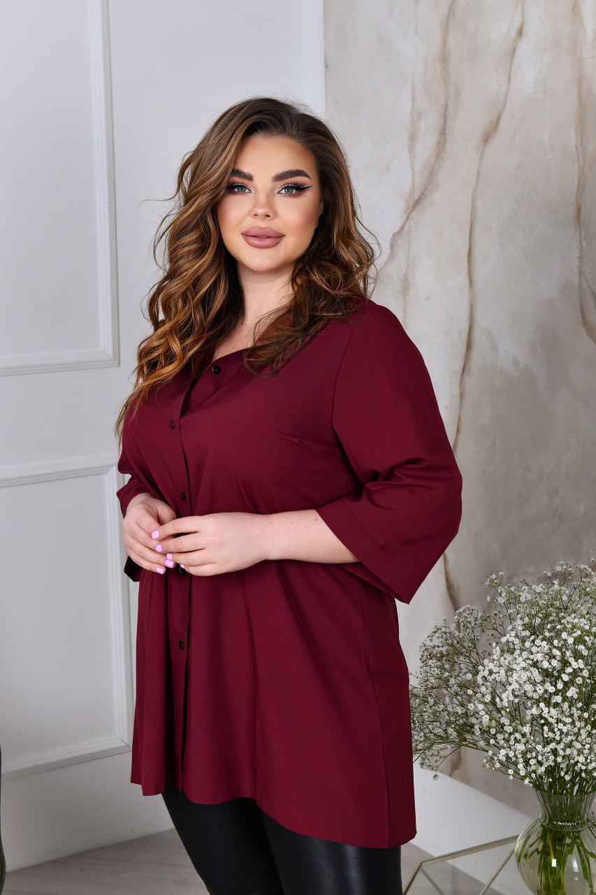 Блузка свободного фасона р. 52-54 Марсала (7018)