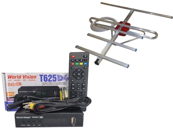 Тюнер World Vision T625D4/антенна комнатная с усилителем A-sus 0,3
