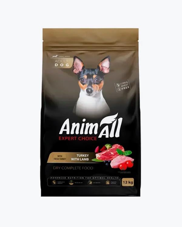 Корм сухой AnimAll для взрослых собак мелких пород со свежей индейкой и ягненком 12 кг (34411886)