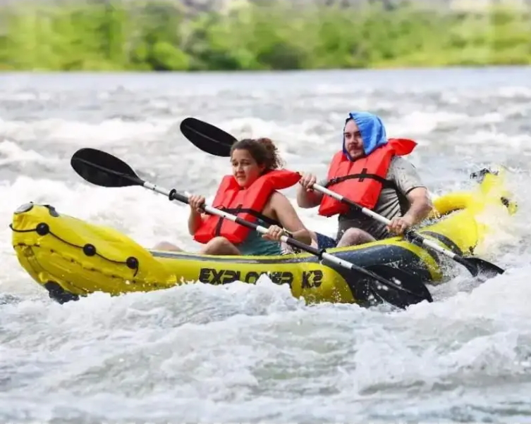 Човен-байдарка двомісний надувний Intex Challenger K2 Kayak 68307 з веслами та насосом 312x91x51 см - фото 3