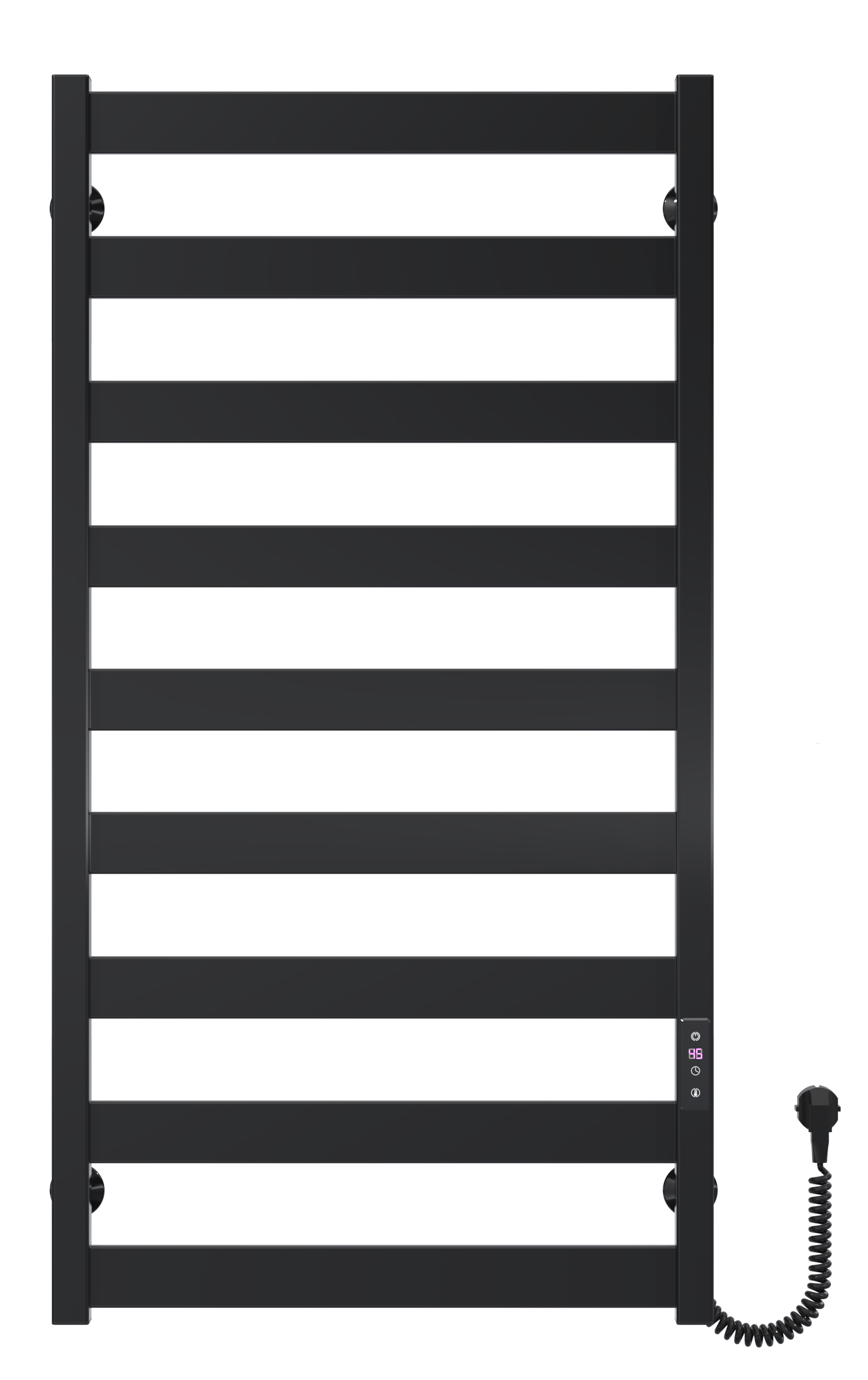 Полотенцесушитель электрический Deffi Harmony П9 JD04 правое подключение крашеная сталь 500х1000 мм Черный (B.HR.100.50.9.E.B.R.2)