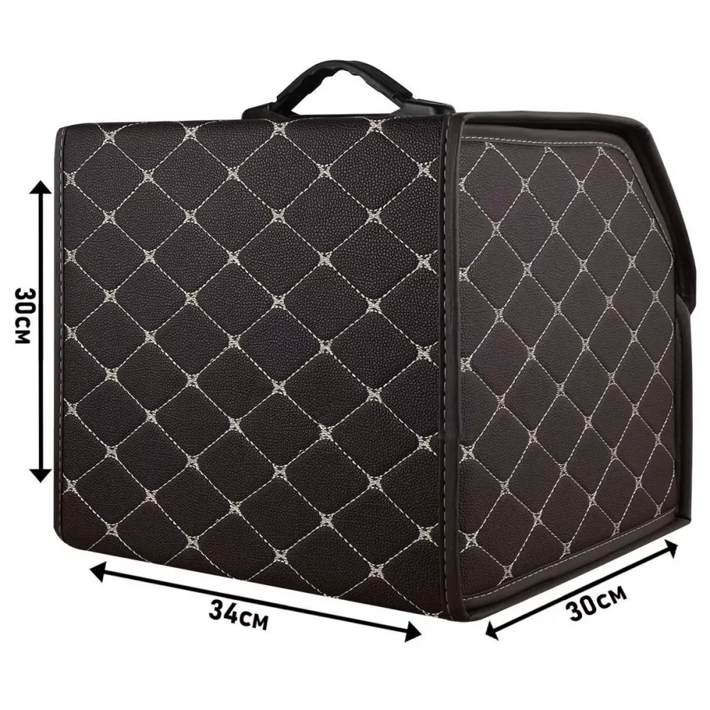 Органайзер в багажник автомобиля 34х30х30 см Коричневый с золотой нитью - фото 3 Органайзер в багажник автомобиля 34х30х30 см Коричневый с золотой нитью - фото 3