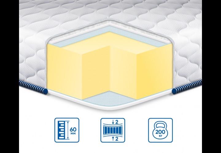 Матрац тонкий топер Eurosleep Big-memory безпружинний трикотаж 160х200 см (1833097287) - фото 2