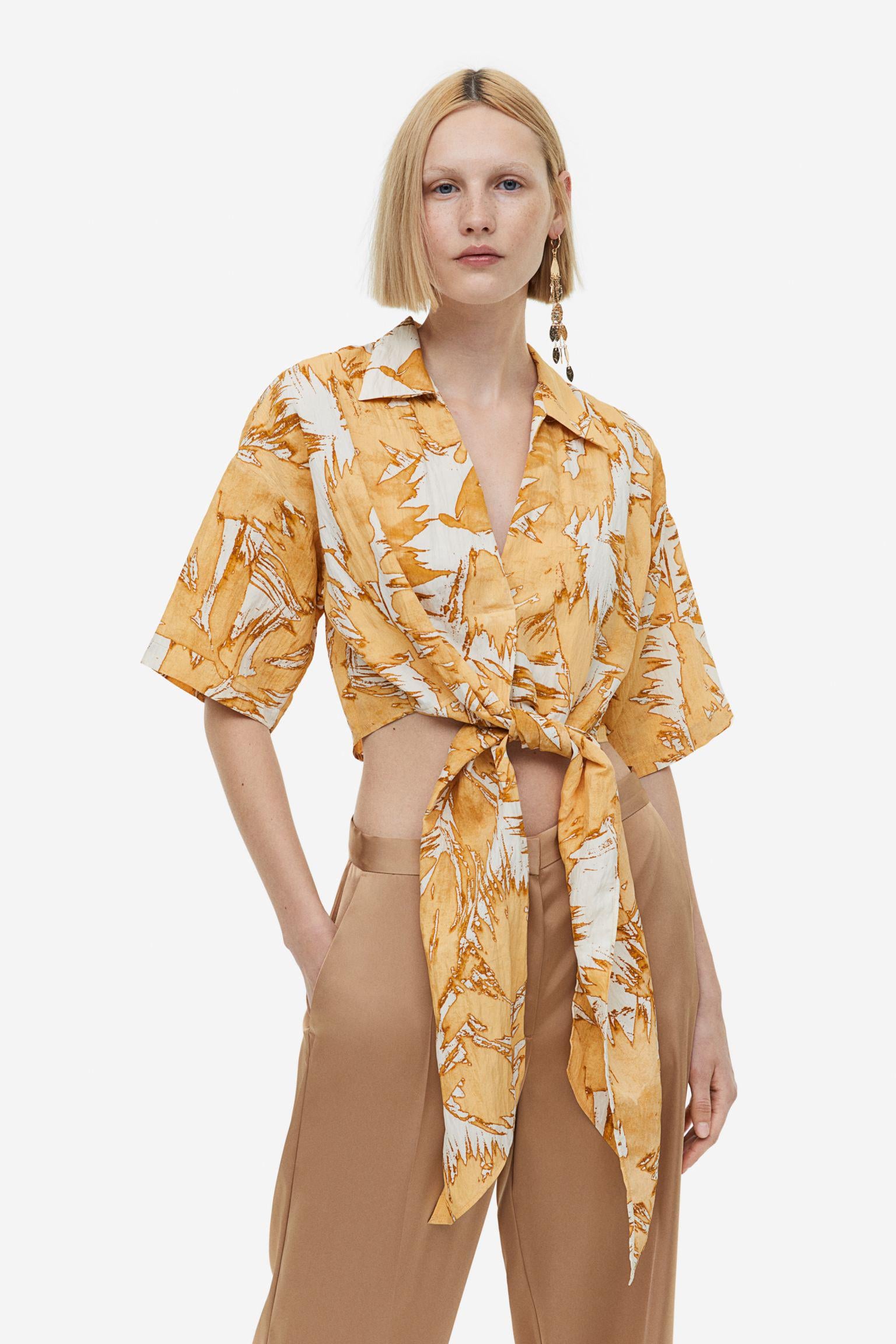 Блуза H&M L Бежево-білий (A16041161751)