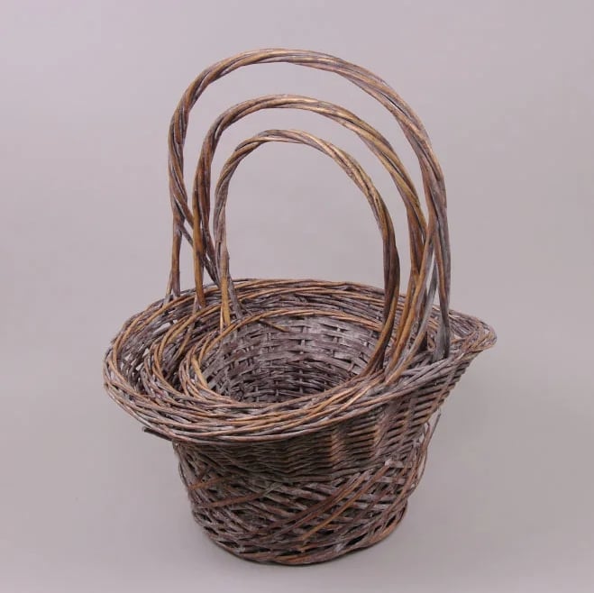 Комплект корзин из лозы Flora 3 шт. Коричневый (24378)