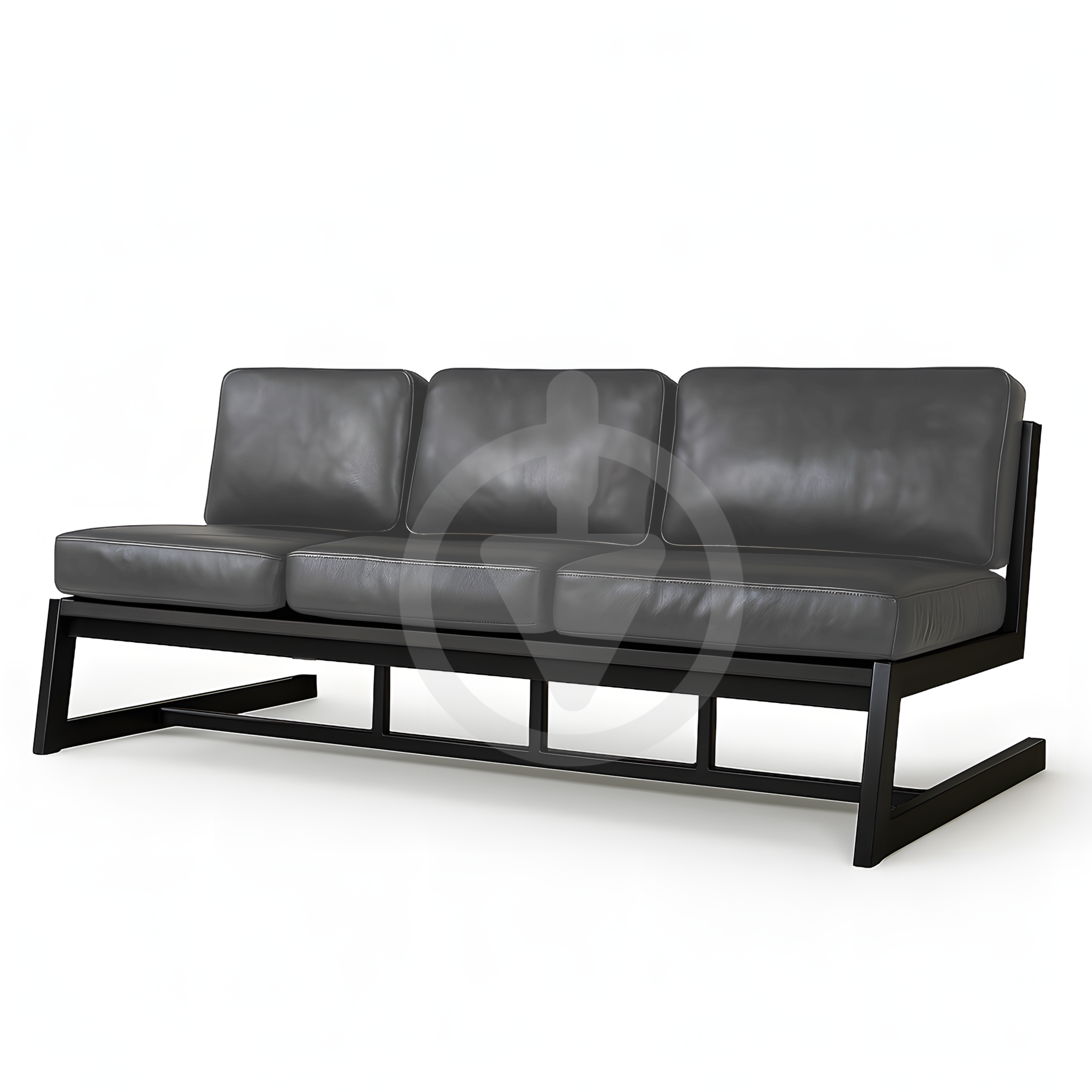 Диван металлический AVVS Атлас лофт экокожа 156 см Серый