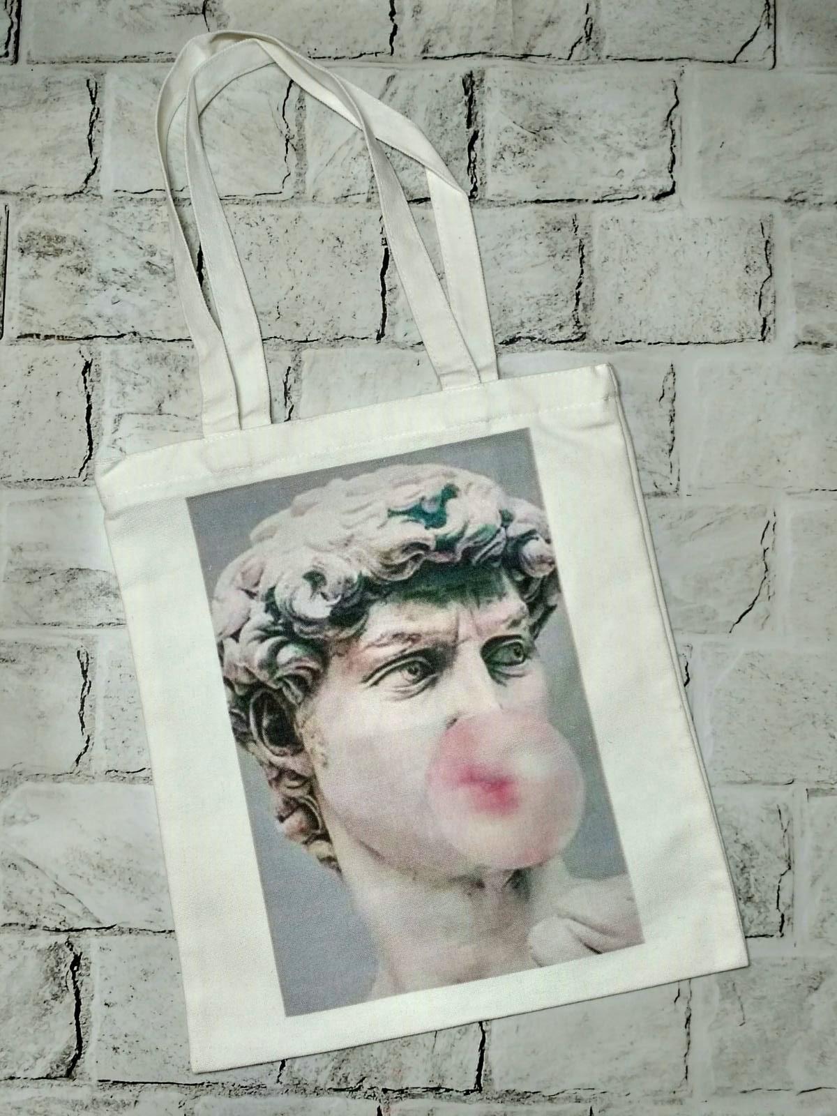 Еко сумка шоппер на блискавці Мікеланджело 34х40 см Білий (24-473-1)