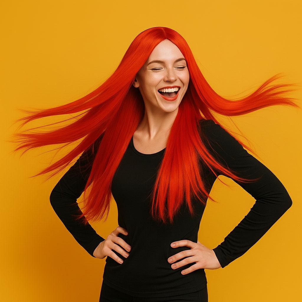 Перука жіноча аніме пряме волосся без чубчика 70 см Червоний (K0862-3)