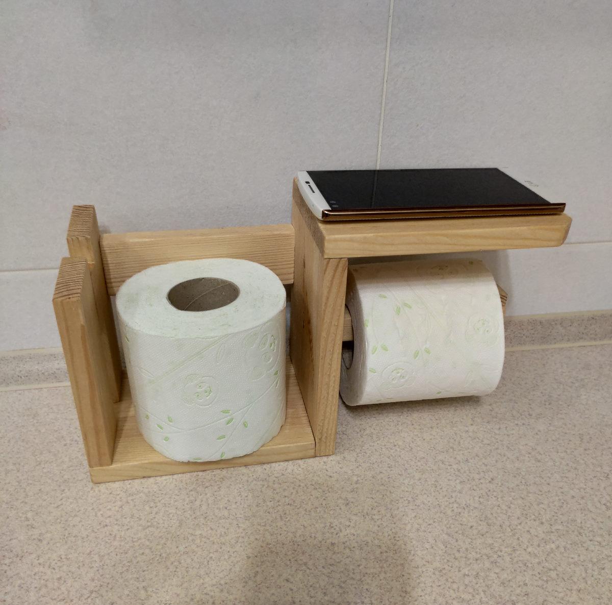 Держатель для туалетной бумаги деревянный с полочкой и вешалкой для полотенца (2088450937) - фото 9