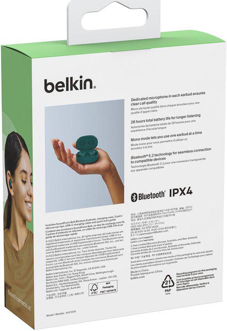 Навушники Belkin Soundform Bolt True Wireless Teal (ERC-AUC009BTTE) - фото 7