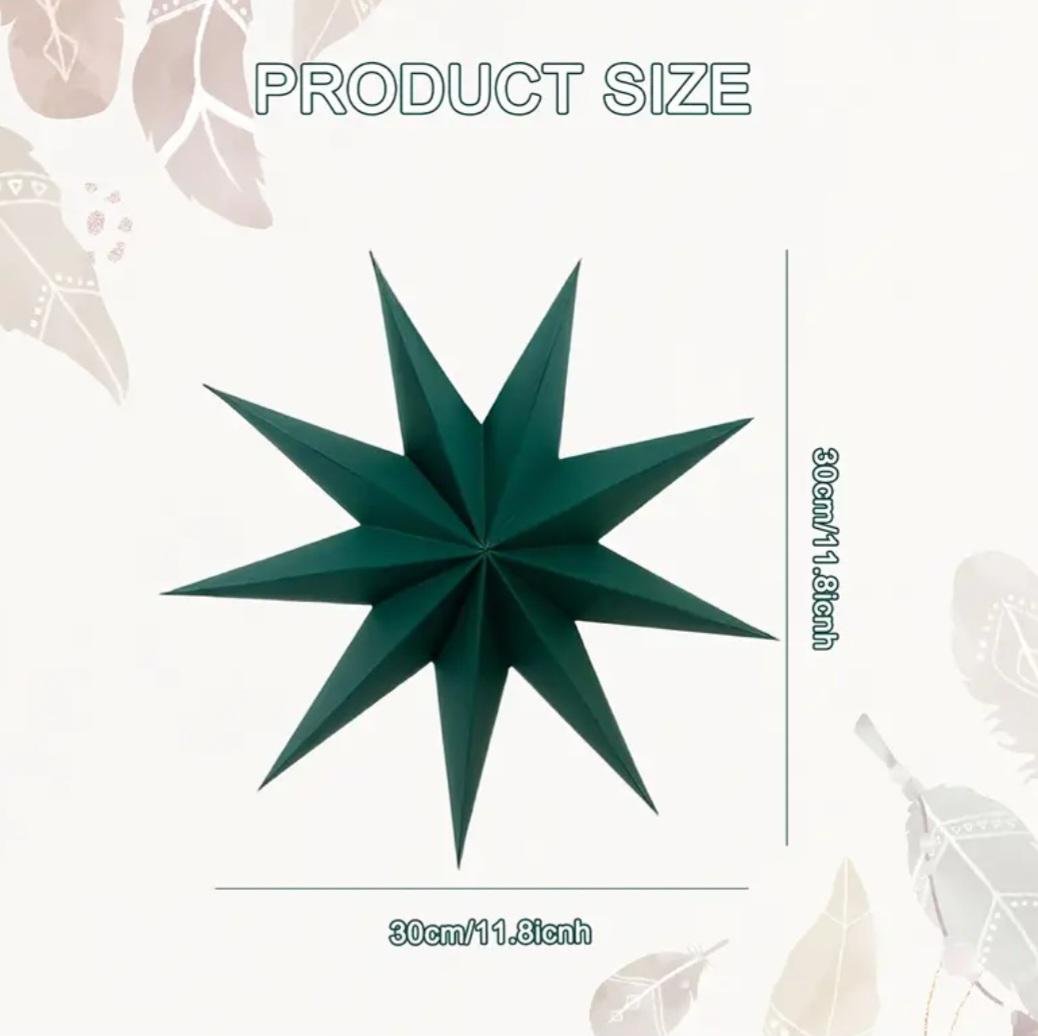 Зірка об'ємна з картону дев'ятикутна 30 см Зелений (16902/11) - фото 3 Зірка об'ємна з картону дев'ятикутна 30 см Зелений (16902/11) - фото 3