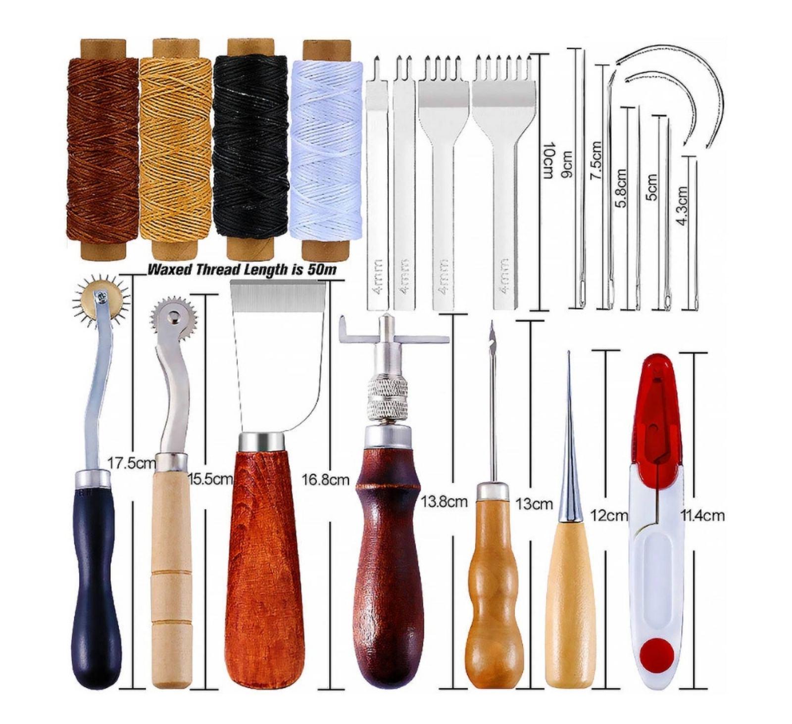 Набор инструментов для работы с кожей с нитками и иглами (23) - фото 3