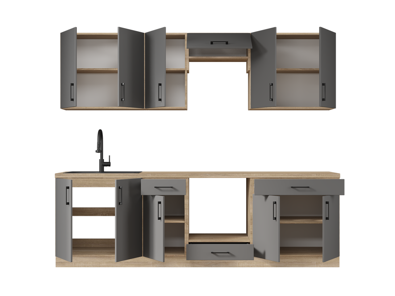 Комплект кухні К-6 Еверест Оптіма зі стільницею 2,6 м Графітовий (ЕК-25026) - фото 2
