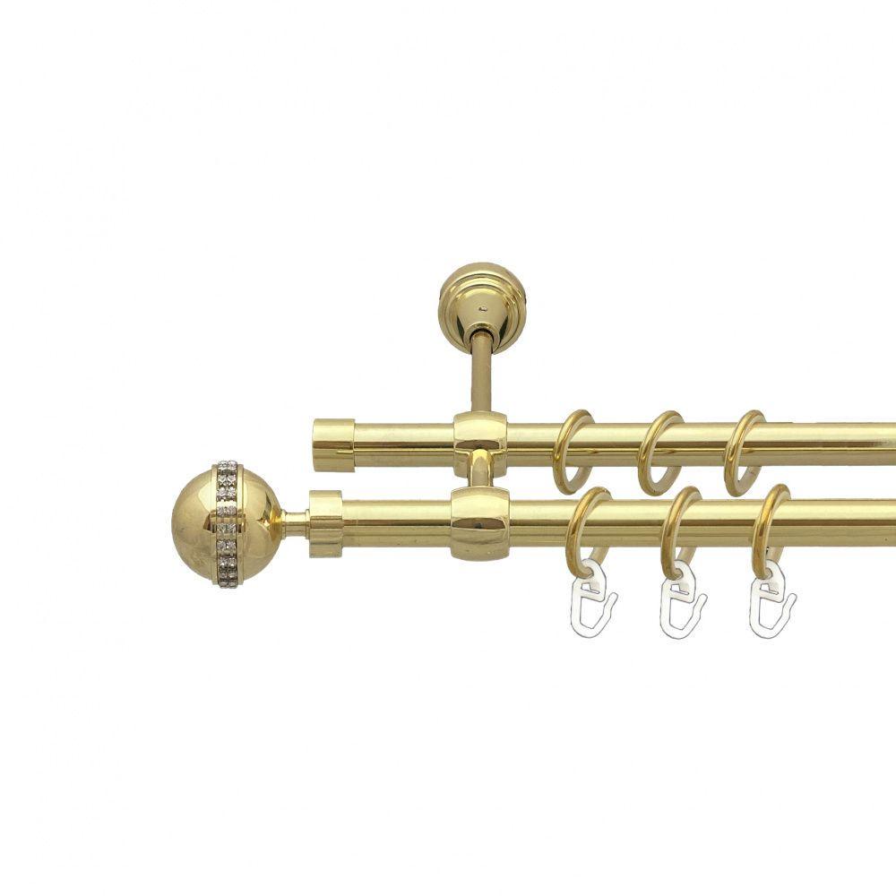 Карниз для штор Orvit Авея двухрядный гладкий 16/16 мм 300 см Золотой (00-00014318)