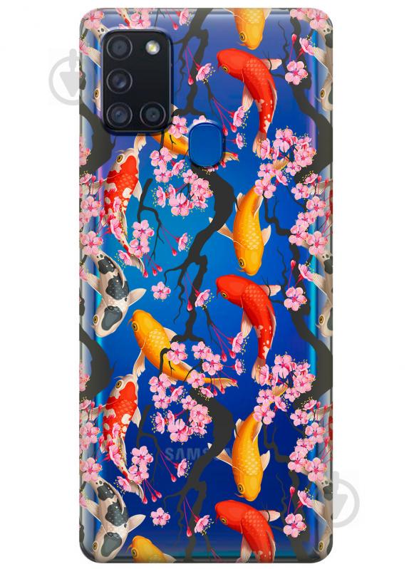 Силиконовый чехол iSwag для Samsung Galaxy A21s Японские рыбы (KS2753)
