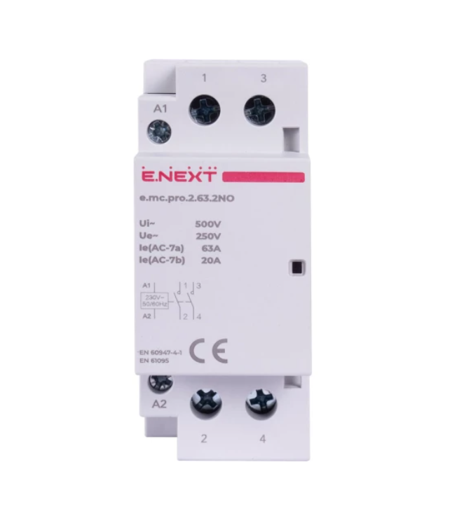 Контактор модульный E.Next e.mc.pro.2.63.2NO 2р 63А 2NO 230В p005218
