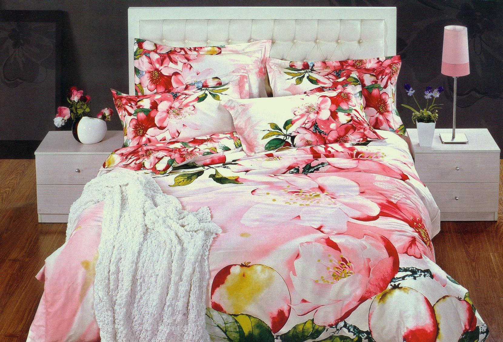 Комплект постільної білизни Word of Dream 348 сатин євро 200х220 Рожевий